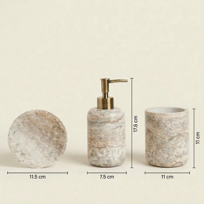 Distributeur de Savon Marbre Gris avec Accessoires