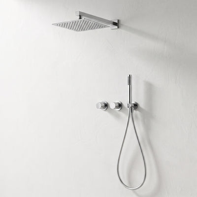 Colonne de Douche Encastrée Vael Chrome Laiton — Pommeau Pluie 250×250 mm