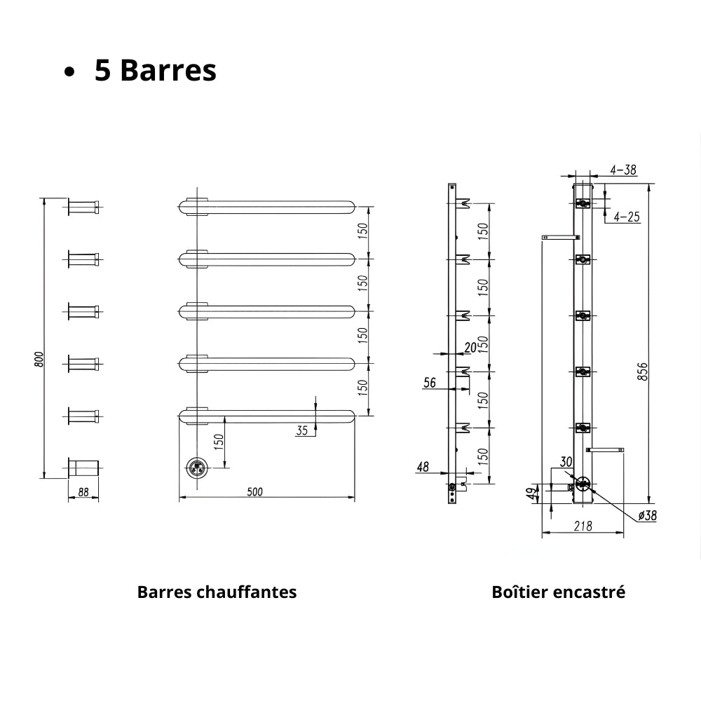 Sèche-Serviette Électrique Intelligent Mural avec Contrôle Tactile