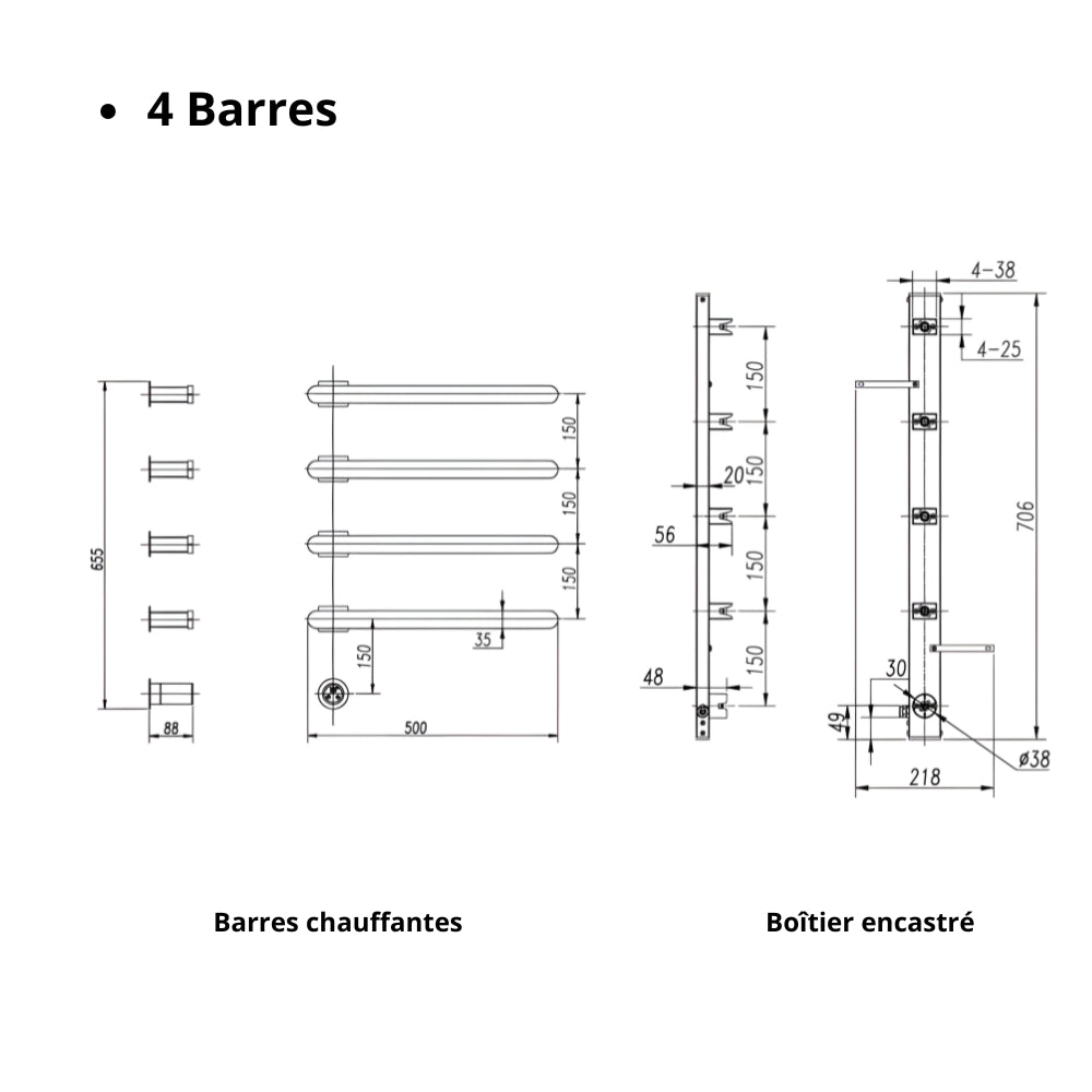 Sèche-Serviette Électrique Intelligent Mural avec Contrôle Tactile
