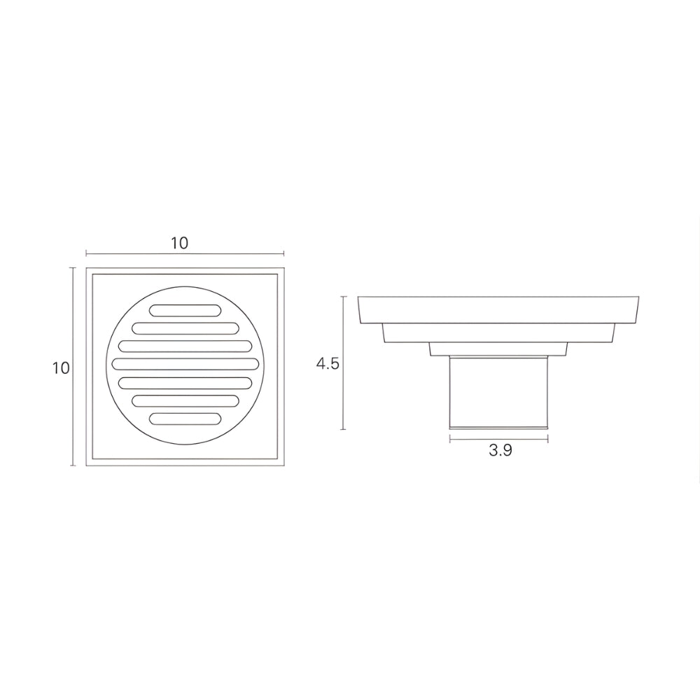 Bonde de Douche Carrée Luxe Noir 10x10 cm