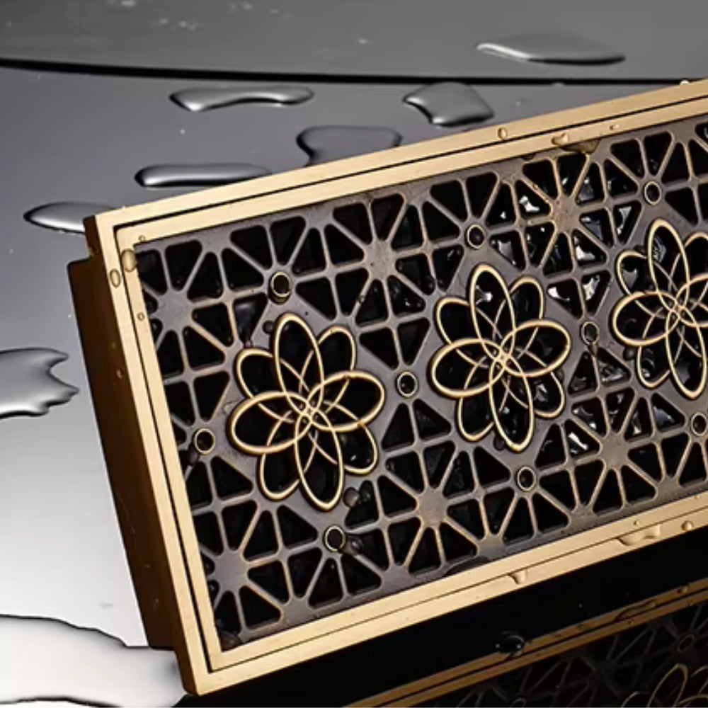 Bonde de Douche Linéaire 30 cm en Laiton Antique