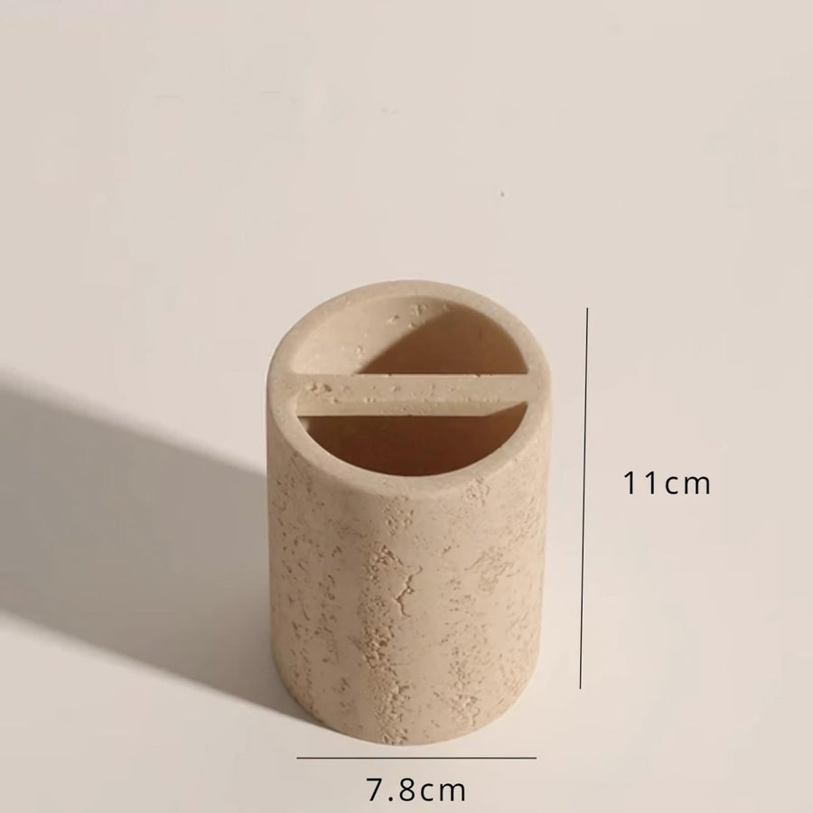 Porte Brosse à Dents Pierre Naturelle avec Séparateur