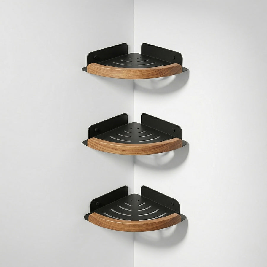 Étagère d'Angle Murale Salle de Bain Bois – 2 Modèles