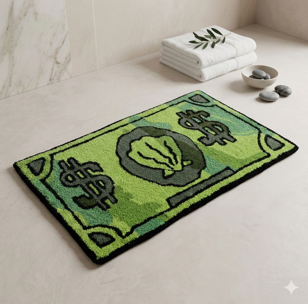 Tapis de Douche Original Motif Billet Antidérapant