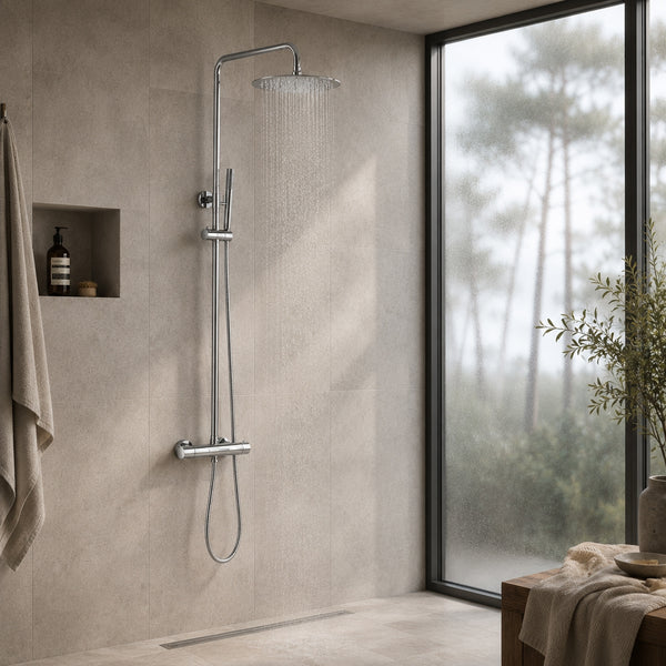 Colonne de Douche Murale Stellia Chromée Thermostatique — Laiton Massif