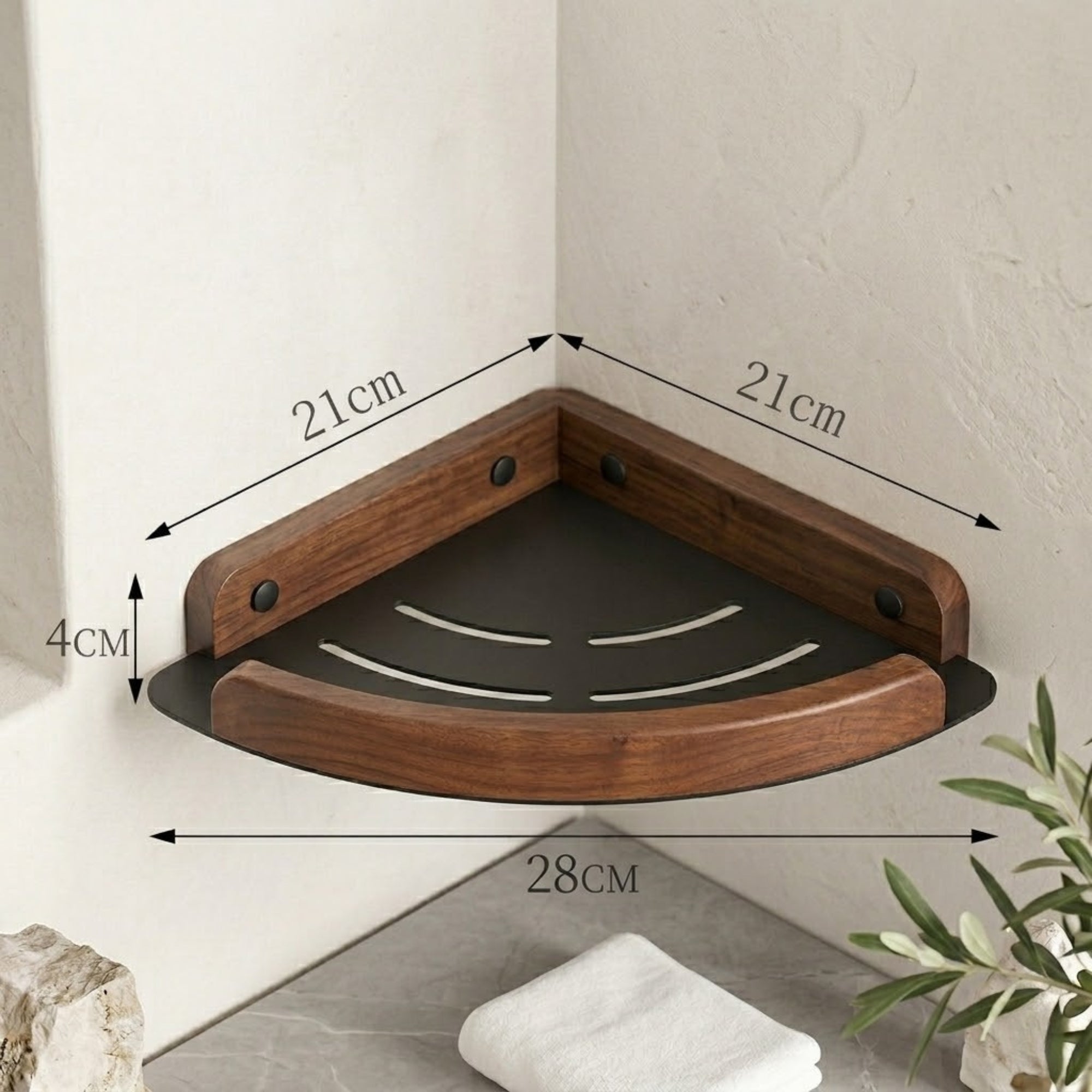 Étagère d’Angle Murale Salle de Bain Bois