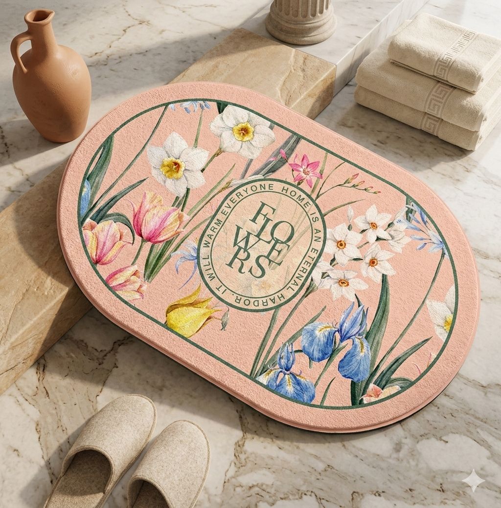 Tapis de Douche Antidérapant Floral