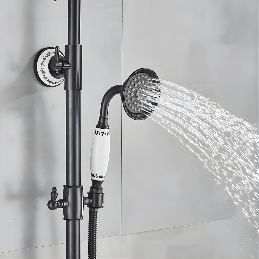 Colonne de Douche Murale Bronze Noir – 3 Fonctions