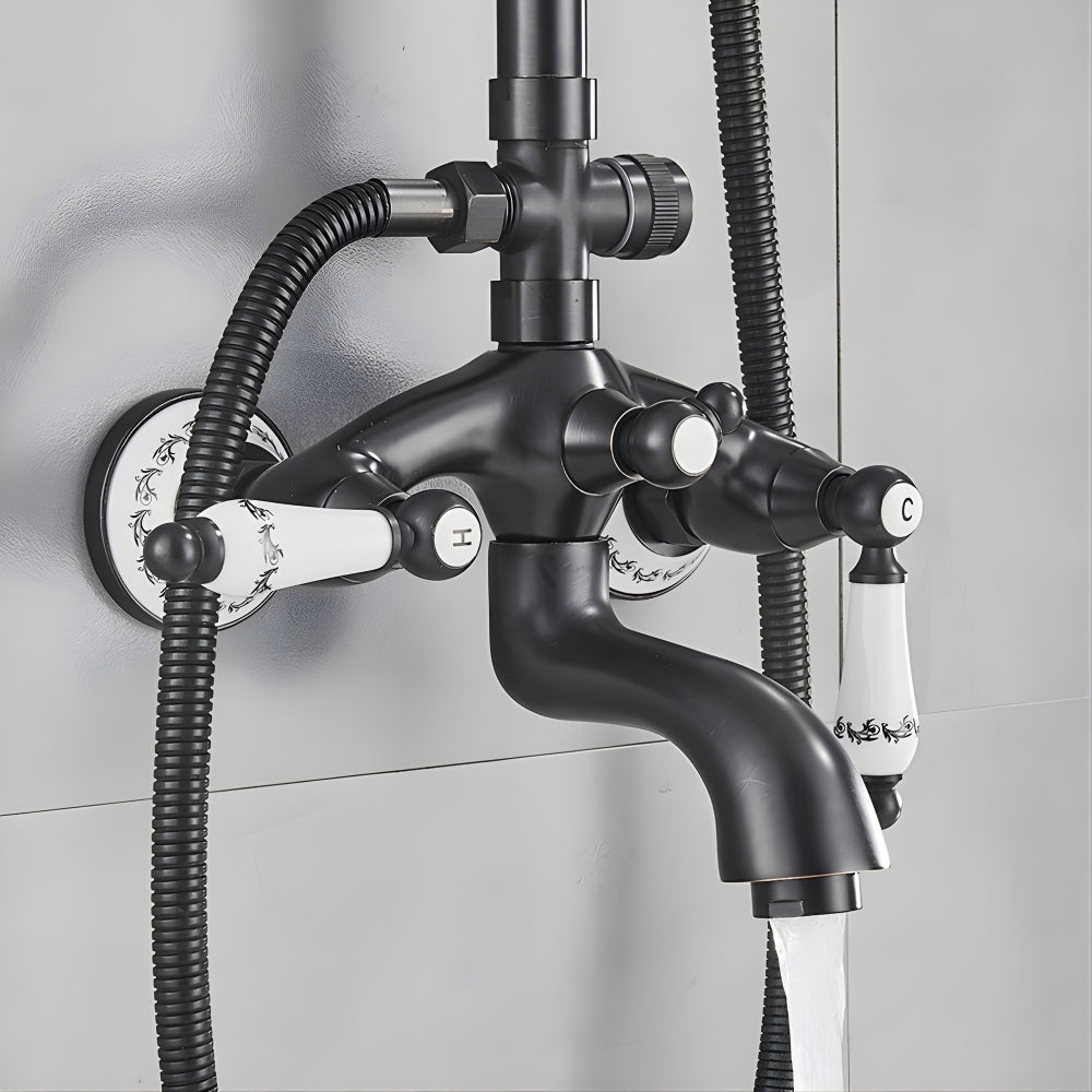 Colonne de Douche Murale Bronze Noir – 3 Fonctions