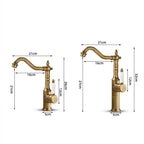 Robinet Lavabo Rétro Bronze Antique — Bec Pivotant en Laiton