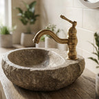Robinet de Lavabo Vasque Laiton Antique — Mitigeur Rétro