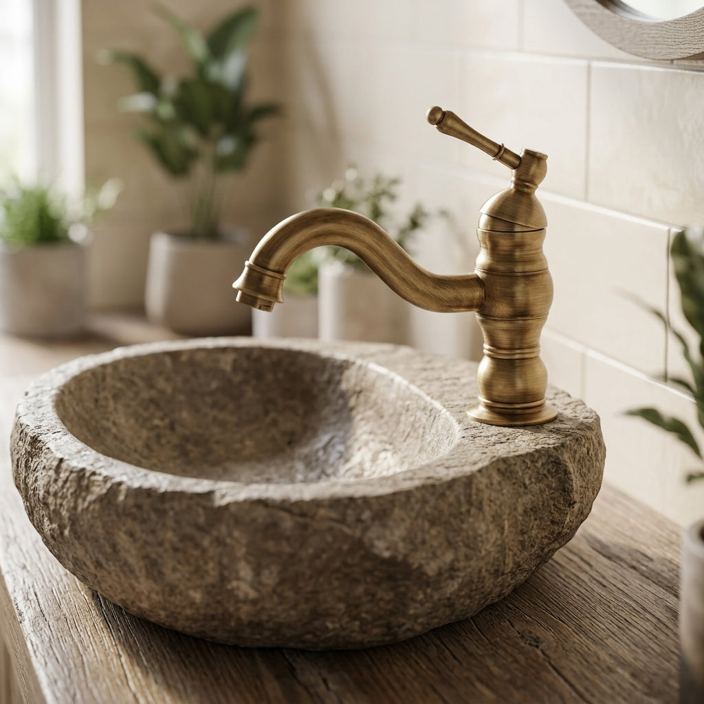 Robinet de Lavabo Vasque Laiton Antique — Mitigeur Rétro