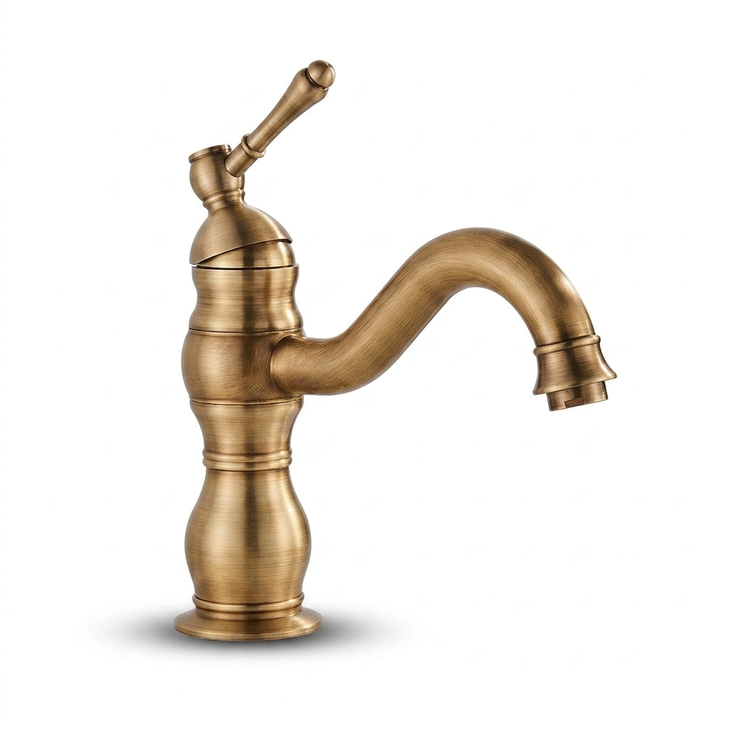 Robinet de Lavabo Vasque Laiton Antique — Mitigeur Rétro