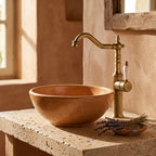 Robinet Lavabo Rétro Bronze Antique — Bec Pivotant en Laiton