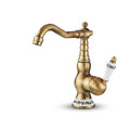 Robinet Lavabo Rétro Laiton Antique Bec Pivotant — Finition Céramique