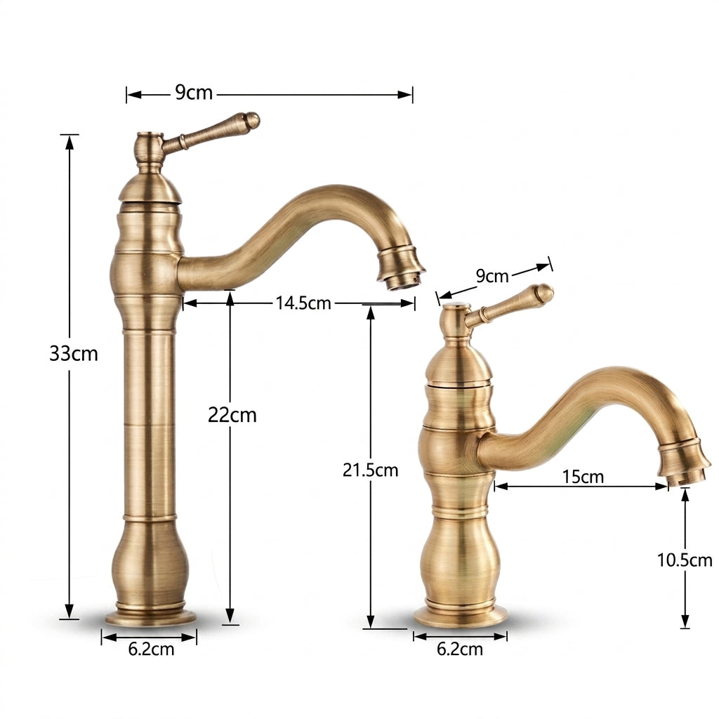 Robinet de Lavabo Vasque Laiton Antique — Mitigeur Rétro