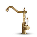 Robinet Lavabo Rétro Bronze Antique — Bec Pivotant en Laiton