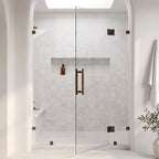 Poignée de porte Lyra bronze antique sur porte de douche en verre