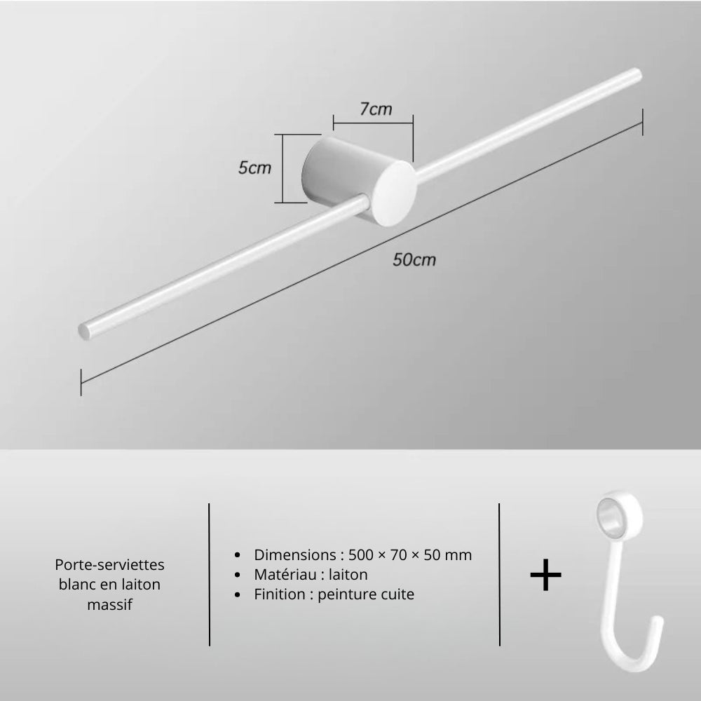 Porte-serviette mural en laiton – Design épuré, plusieurs finitions