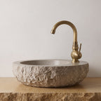 Robinet Lavabo Rétro Orna Bronze Antique — Col de Cygne Sculpté 245 mm
