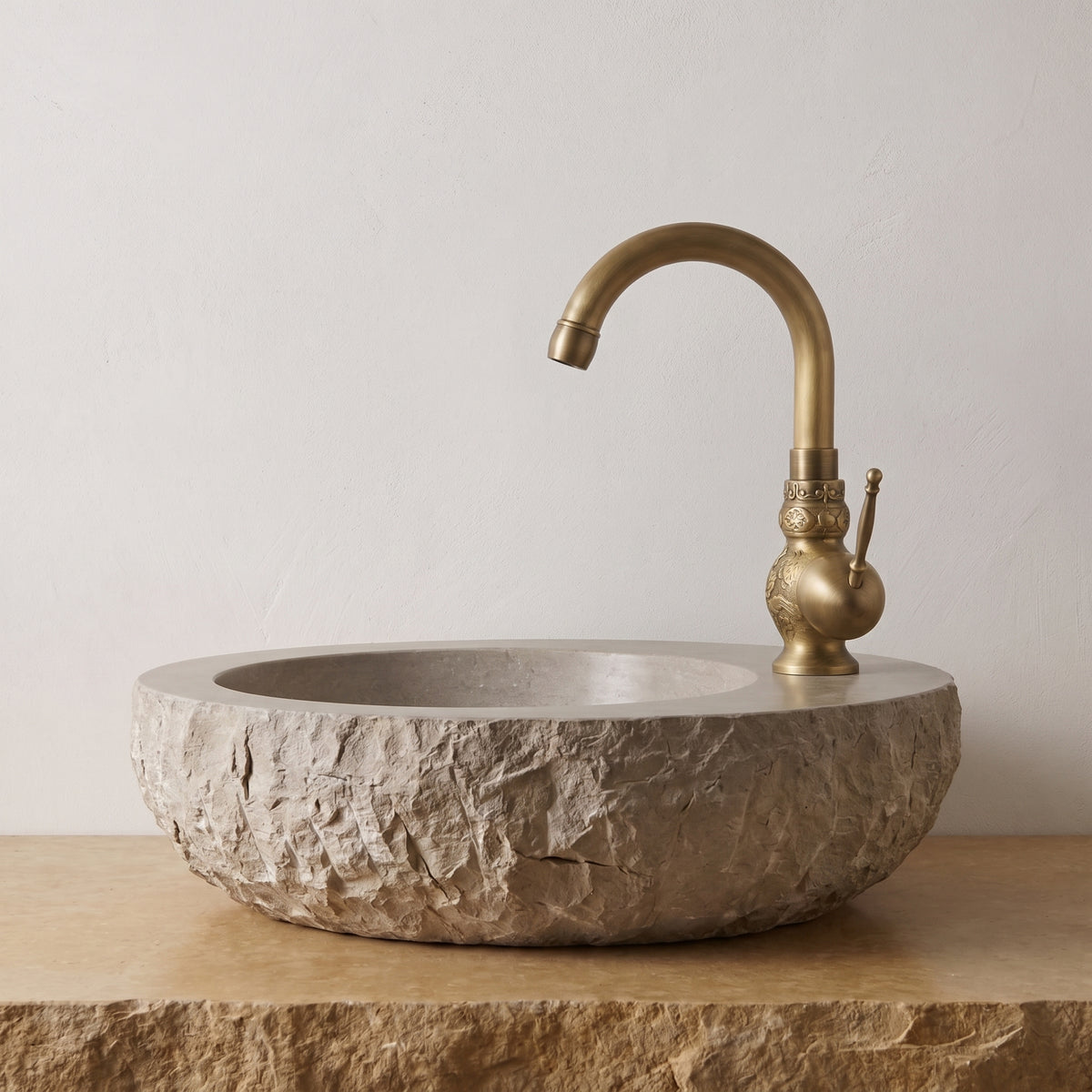 Robinet Lavabo Rétro Orna Bronze Antique — Col de Cygne Sculpté 245 mm