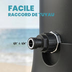 Douche Solaire de Jardin 40L Noire — Douchette, Rince-Pieds et Température Réglable
