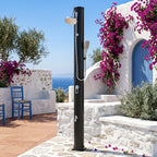Douche Solaire de Jardin 40L Noire — Douchette, Rince-Pieds et Température Réglable