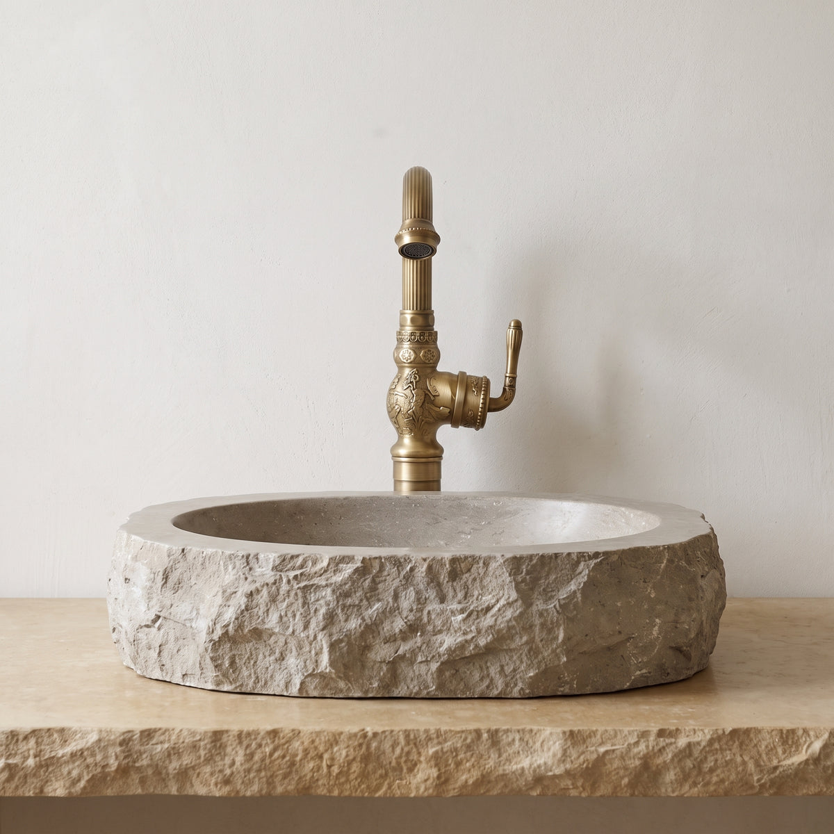 Robinet Vasque Rétro Orna Bronze Antique — Col de Cygne Sculpté 380 mm