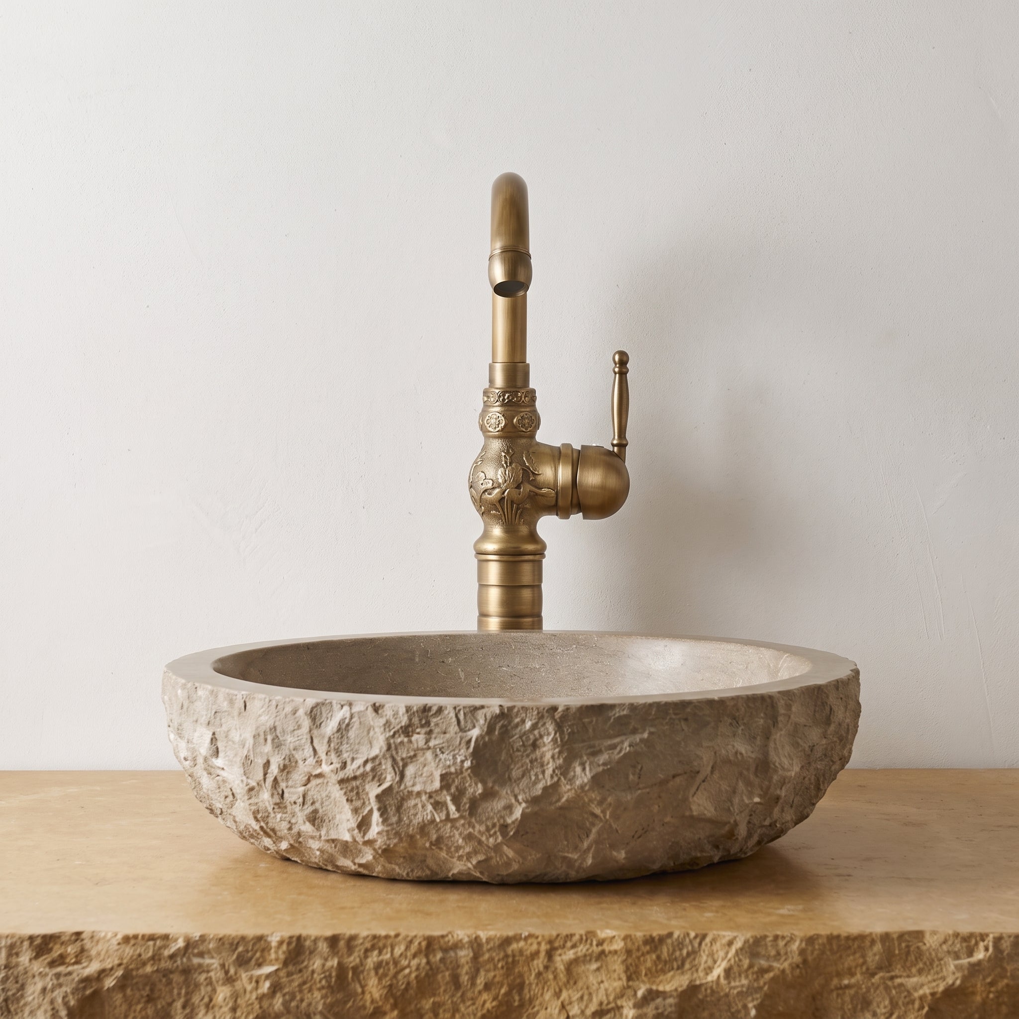 Robinet Vasque Rétro Orna Bronze Antique — Col de Cygne Sculpté 380 mm