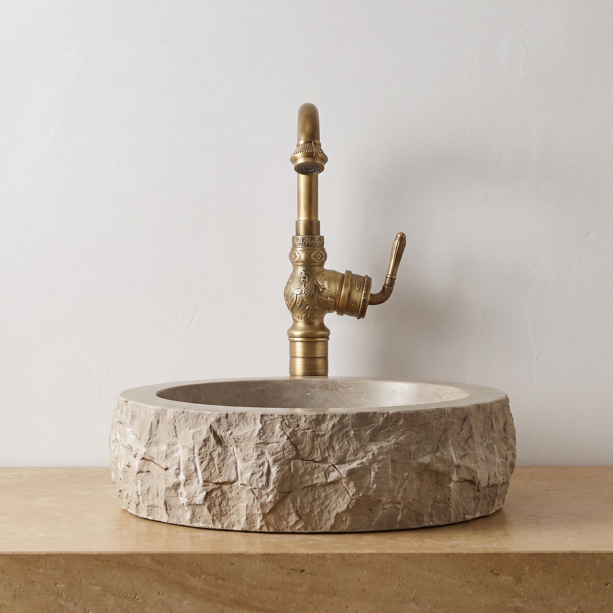 Robinet Vasque Rétro Orna Bronze Antique — Col de Cygne Sculpté 380 mm
