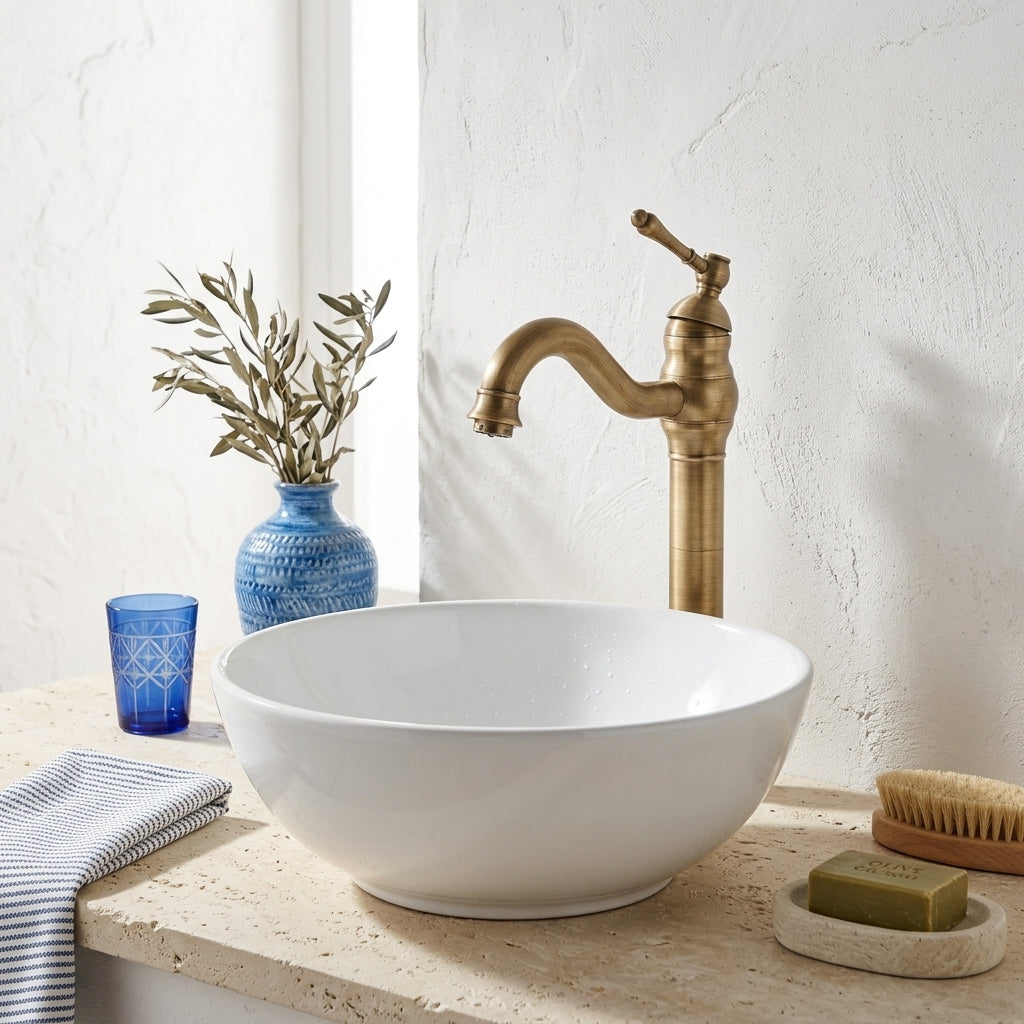 Robinet de Lavabo Vasque Laiton Antique — Mitigeur Rétro