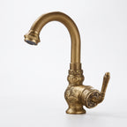 Robinet Lavabo Rétro Orna Bronze Antique — Col de Cygne Sculpté 245 mm