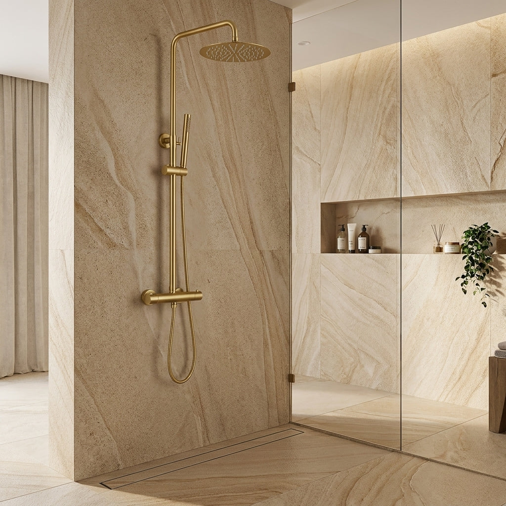 Colonne de Douche Stellia – Or Brossé