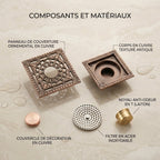 Bonde de Douche Anti-Odeur Laiton Antique 12x12 cm