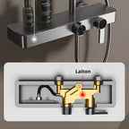 Colonne De Douche Thermostatique Dorée Avec Tablette
