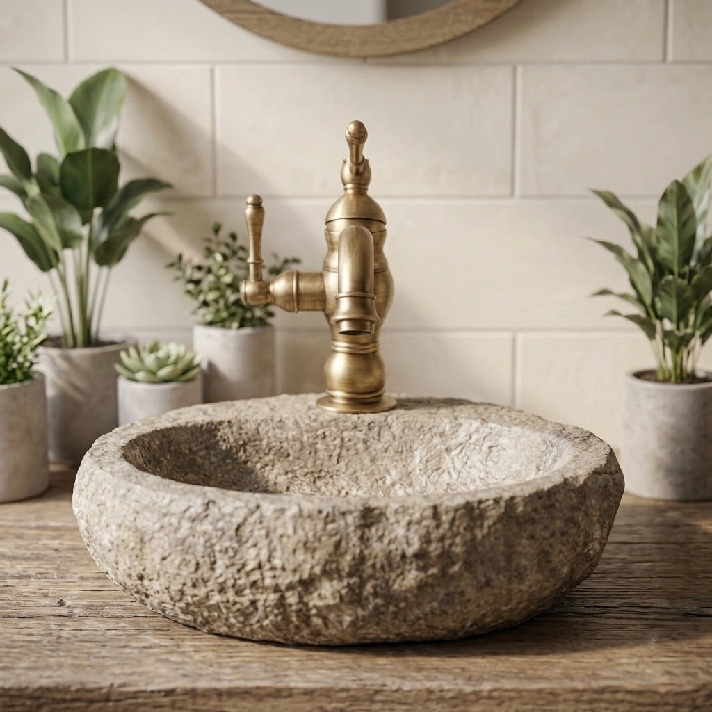 Robinet de Lavabo Vasque Laiton Antique — Mitigeur Rétro