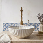 Robinet Lavabo Rétro Laiton Antique Bec Pivotant — Finition Céramique