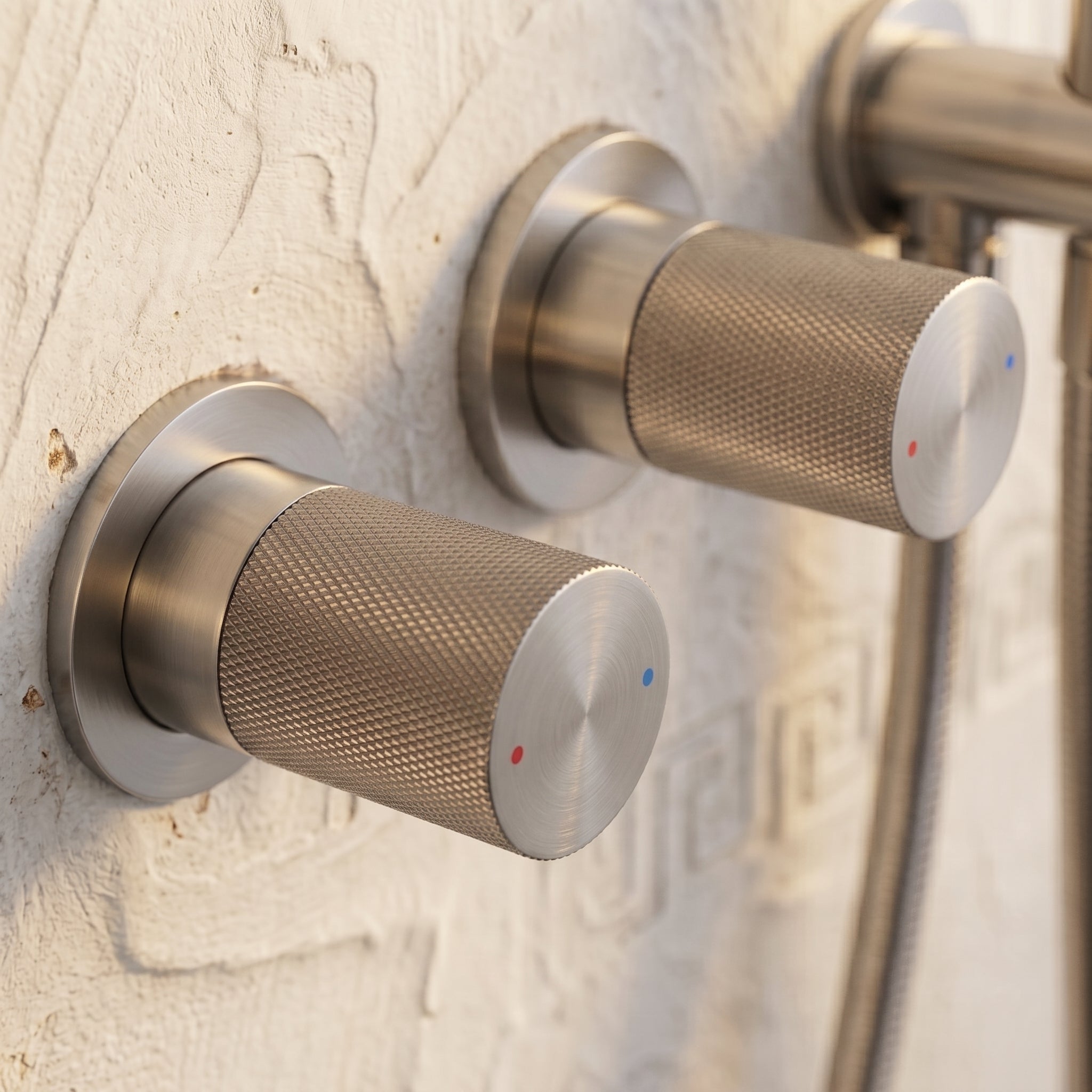 Colonne de Douche Encastrée Vael Nickel Brossé Laiton — Pommeau Pluie 250×250 mm