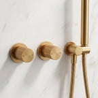 Colonne de Douche Encastrée Vael Or Brossé Laiton — Pommeau Pluie 250×250 mm