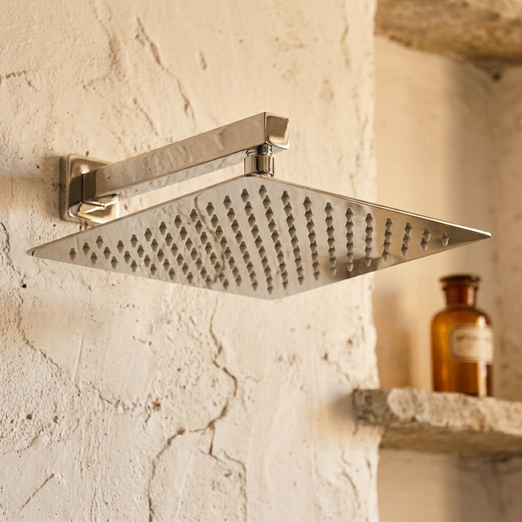Colonne de Douche Encastrée Vael Chrome Laiton — Pommeau Pluie 250×250 mm