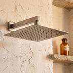 Colonne de Douche Encastrée Vael Nickel Brossé Laiton — Pommeau Pluie 250×250 mm