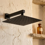Colonne de Douche Encastrée Vael Noir Mat Laiton — Pommeau Pluie 250×250 mm