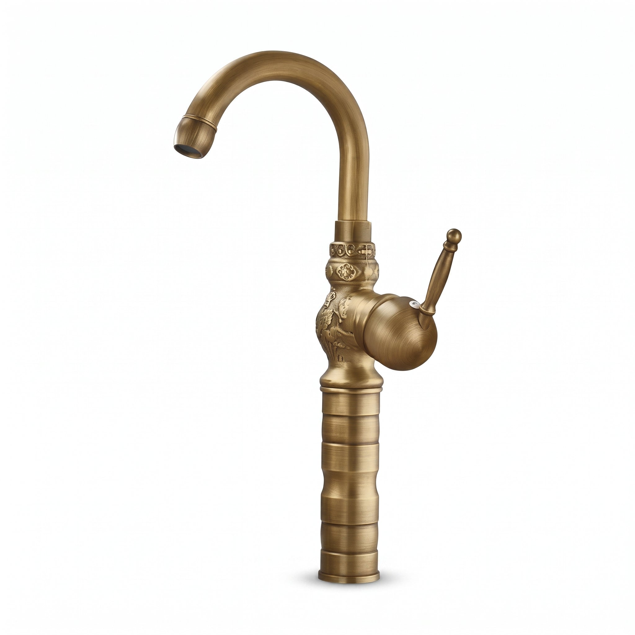 Robinet Vasque Rétro Orna Bronze Antique — Col de Cygne Sculpté 380 mm