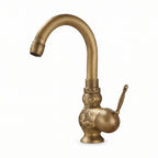 Robinet Lavabo Rétro Orna Bronze Antique — Col de Cygne Sculpté 245 mm
