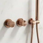 Colonne de Douche Encastrée Vael Or Rose Poli Laiton — Pommeau Pluie 250×250 mm