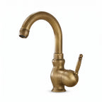 Robinet Lavabo Rétro Orna Bronze Antique — Col de Cygne Sculpté 245 mm