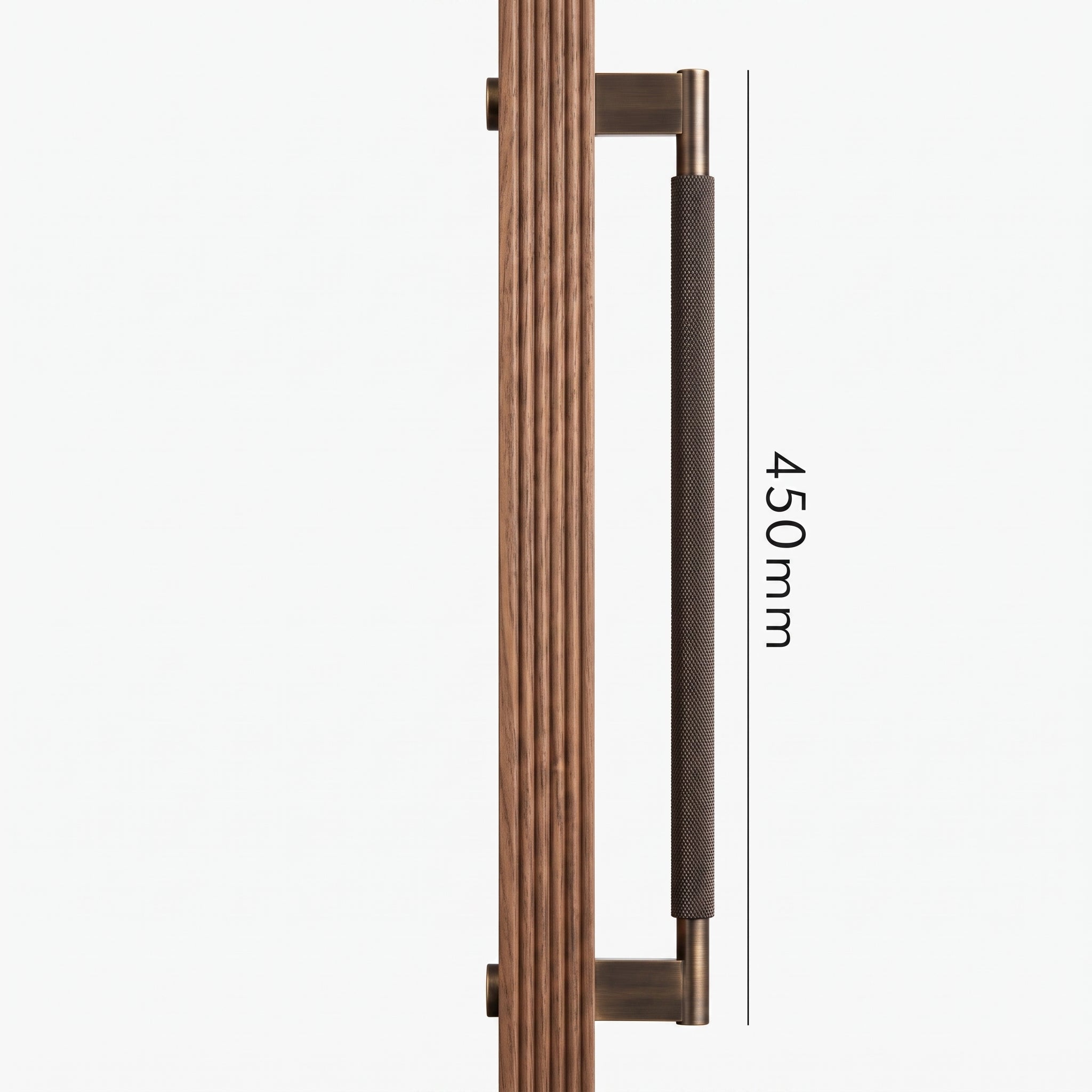 Poignée de Porte Crux Guillochée Laiton Massif — Bâton de Tirage 450 mm Simple Face