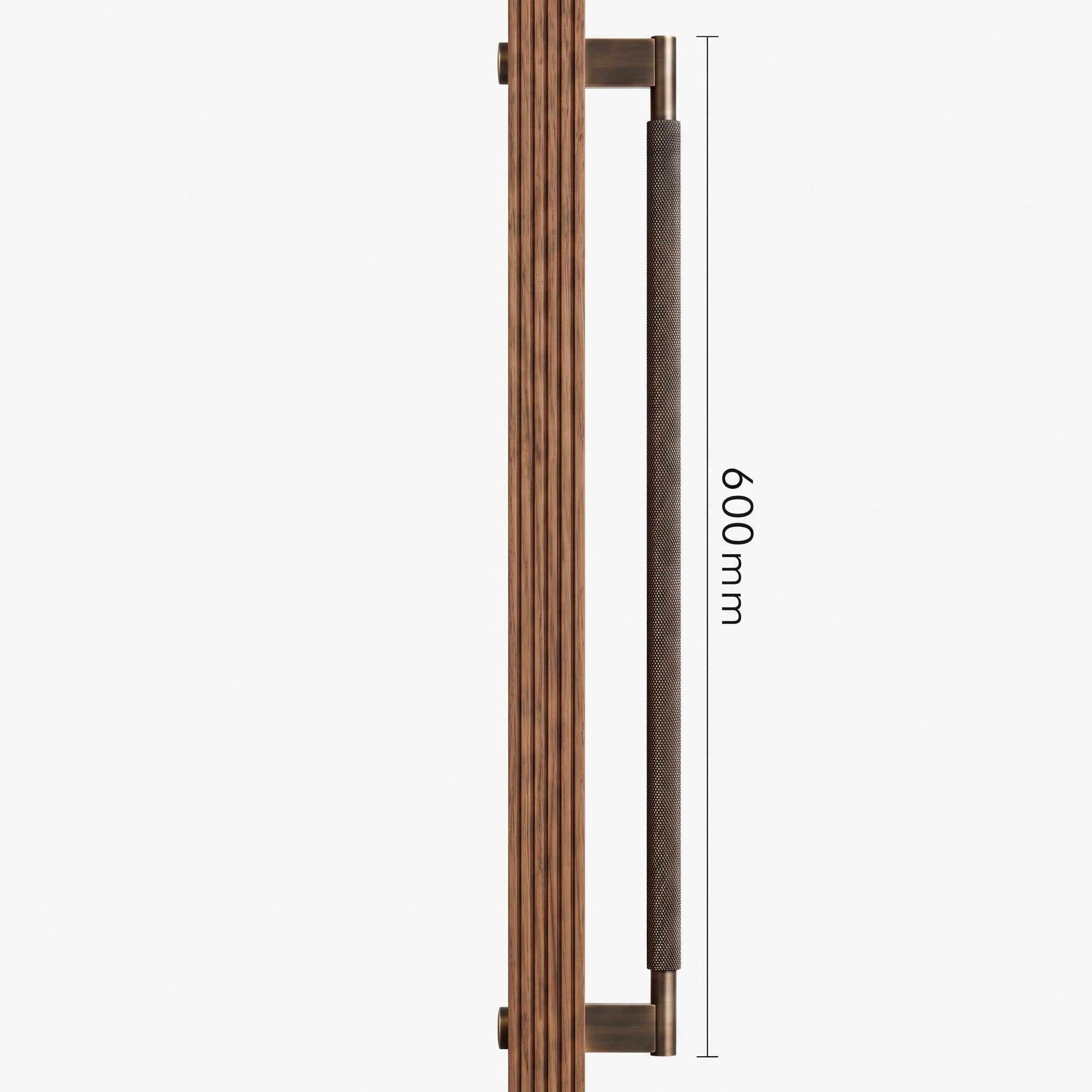 Poignée de Porte Crux Guillochée Laiton Massif — Bâton de Tirage 600 mm Simple Face