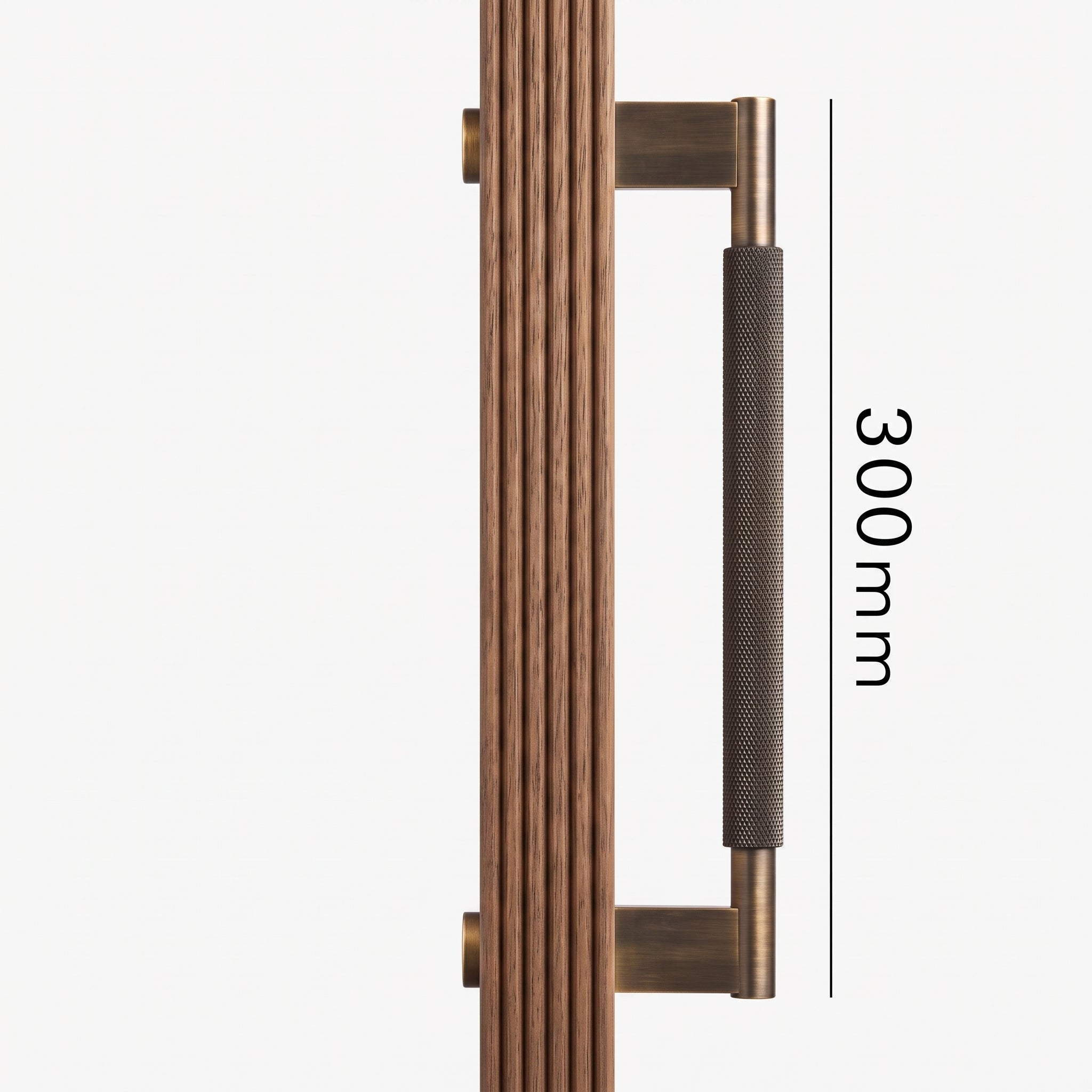 Poignée de Porte Crux Guillochée Laiton Massif — Bâton de Tirage 300 mm Simple Face